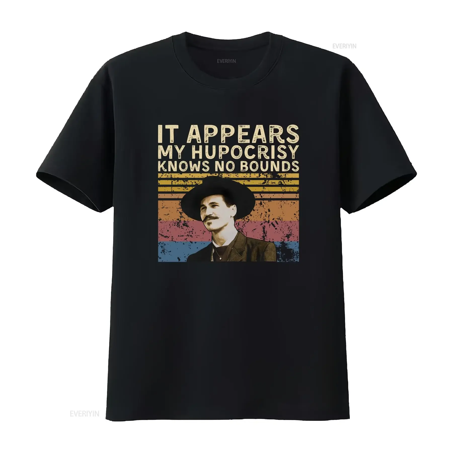 Фото Doc Holliday IT Appears My Hypocrisy Knows NO Bounds Винтажная футболка SweaT винтажная стираная мужская растянутая модная унисекс №1