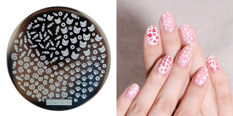 Бесплатная доставка 1 шт. новая штамповочная пластина hehe021 дизайн ногтей шаблон ---- кот и рыба и так далее