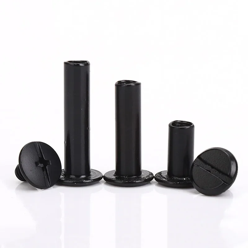 

10 шт., металлические винты Chicago, матовые черные шпильки, заклепки, винт для ремня с прорезями для фотоальбома, стол, меню, застежки для кошелька