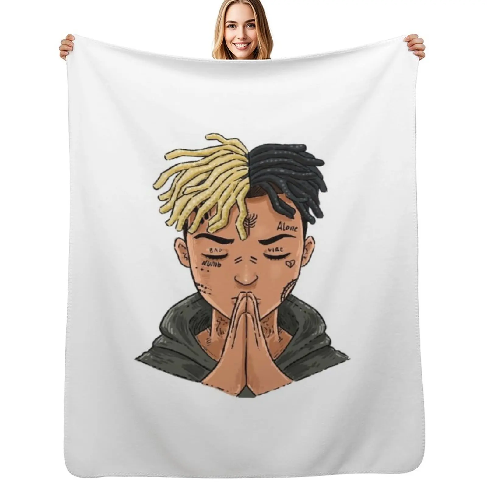 Фото Плед XXXTentation с мультяшным рисунком RIP Legend Rap, красивый, теплый, зимний, термоодеяло для путешествий, пледы в стиле манга №1