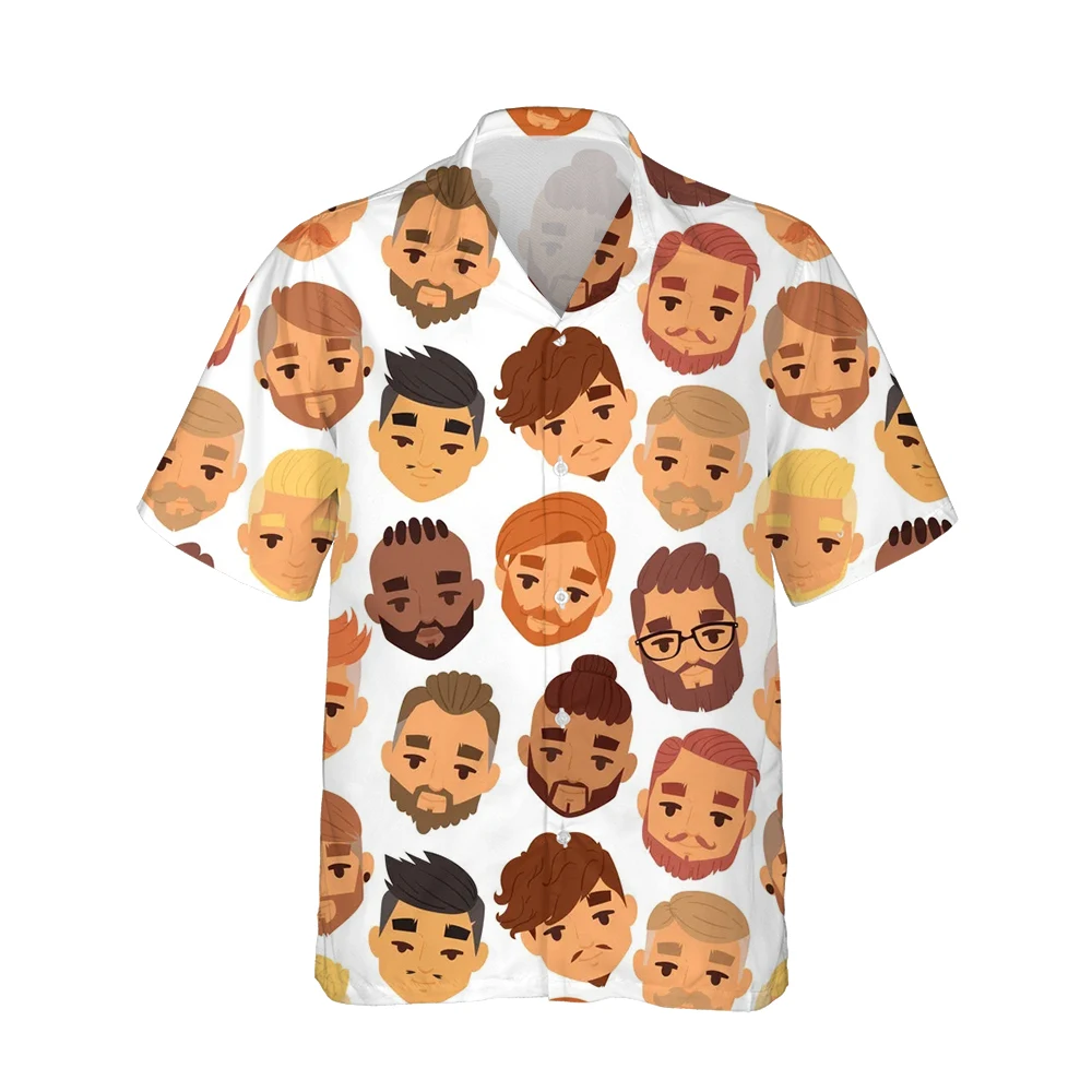 Jumeast 3d Crowds People Printed Hawaiian Funny Shirt Men Anime Trendy Short Sleeve Shirts Mens Fashion Casual Loose Streetwear