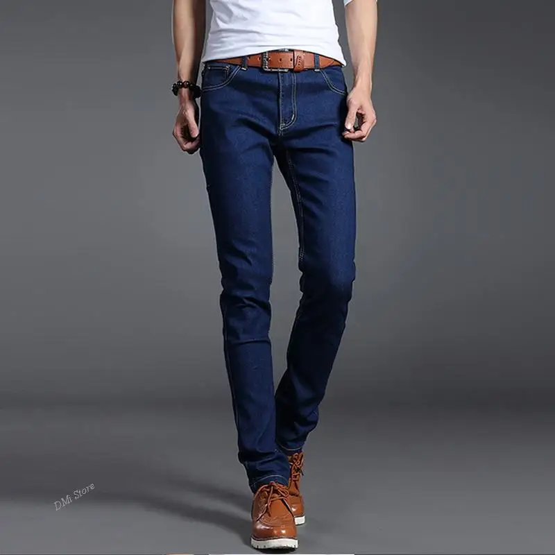 DIMI Male Trousers Cowboys Jeans Men Stretch Solid Black Blue Skinny Slim Fit Spring and Summer Casual Pants Denim Jeans