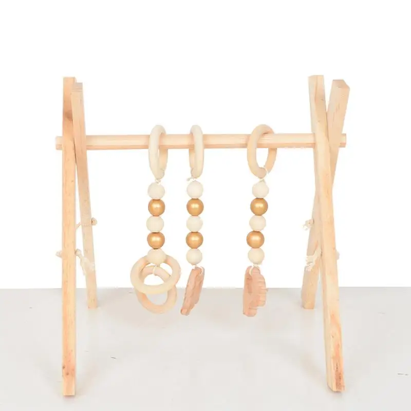 

Деревянная детская деревянная рама для тренажерного зала, подвесные игрушки для младенцев, складной деревянный центр для занятий спортом с сенсорными игрушками для младенцев, малышей