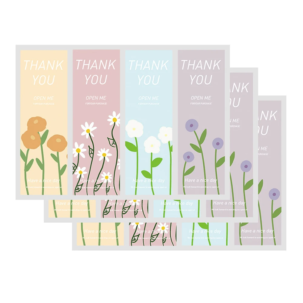 

20-52pcs Flowers Thank You for Your Order Stickers Rectangle Handmade Gift Box Seal Labels Small Business Decor Shipping Sticker