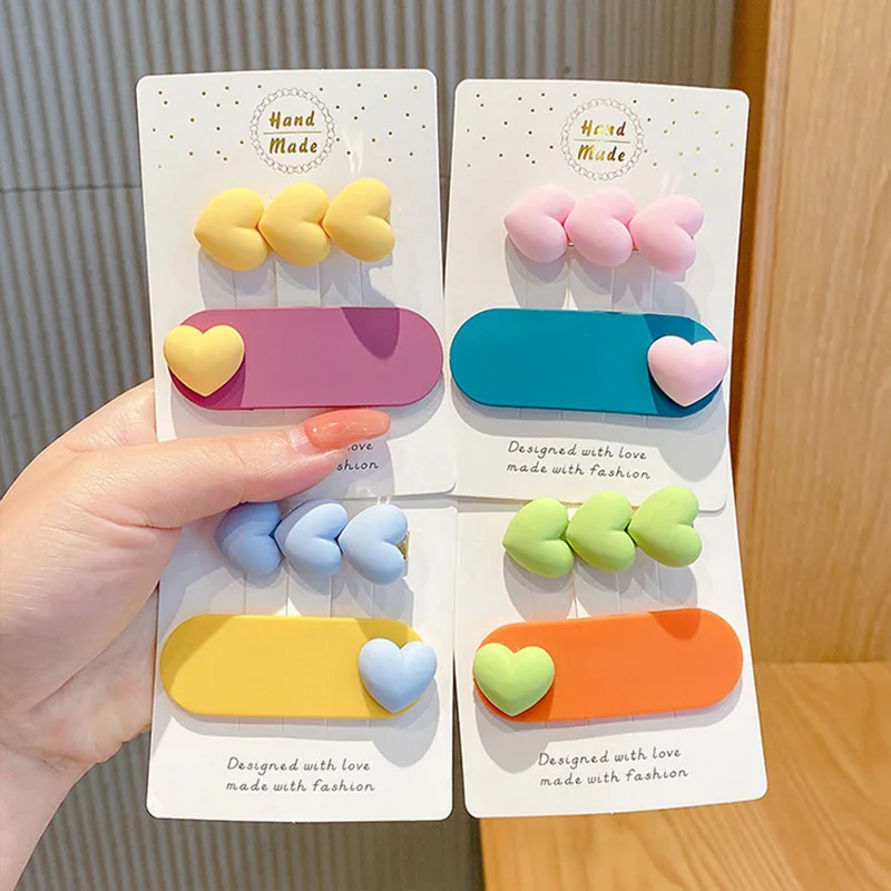 Heart Hair Clip Children Bow Cute Girls Barrettes Headwear Baby Girls Hairpin Hair Accessories