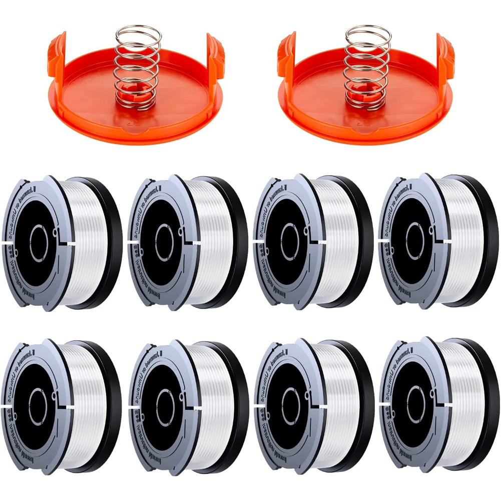 8pcs For Black & Decker Replacement String Trimmer Line Spool Lawn Mower Spool Cover Cap Spring Refills 30ft 0.065”AF-100-3ZP