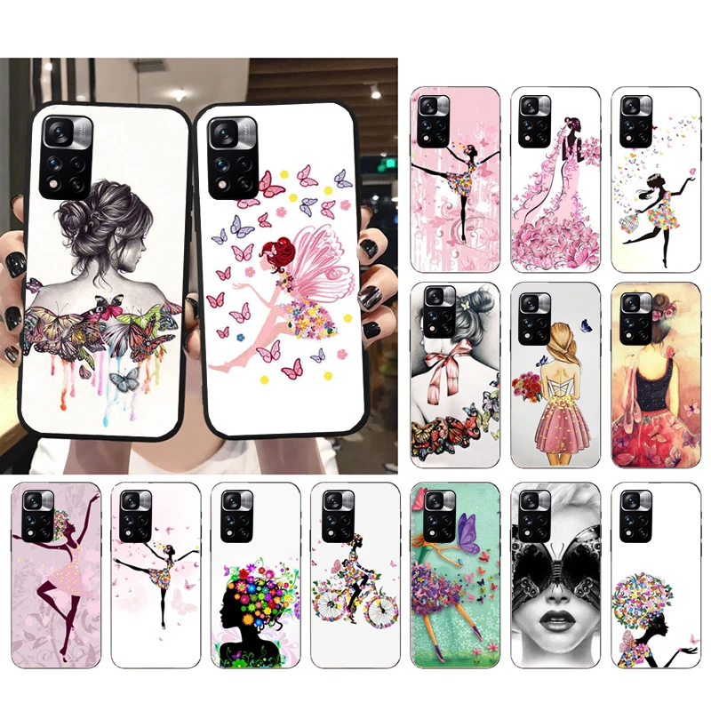 

Phone Case For Xiaomi Redmi Note 11 11S 11T Pro 10 9Pro Note9S 10S Redmi 10 9 10C 9C 9A 9T Butterfly Dancing Girl