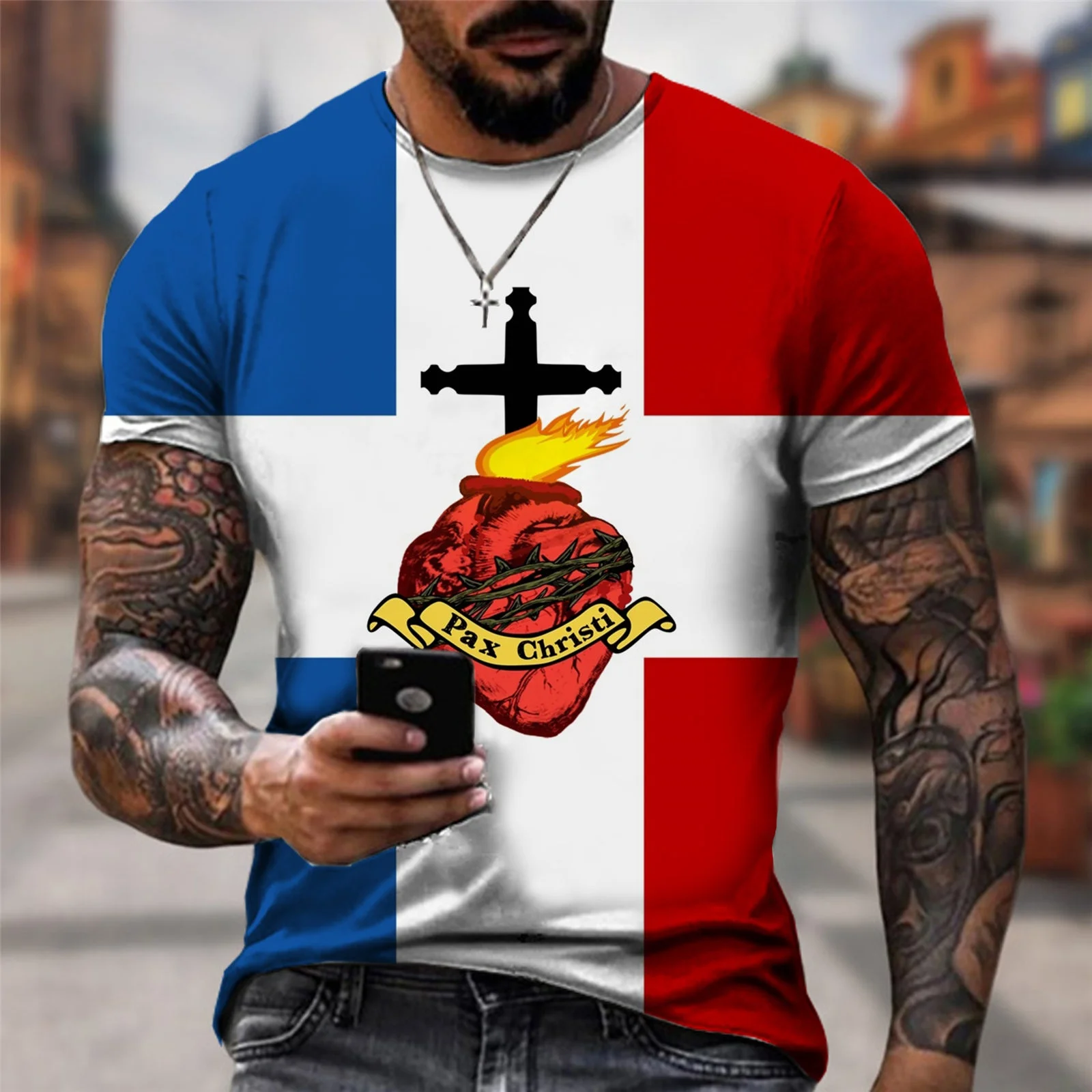 

Personalidade Jesus 3d Impresso Camiseta masculina/feminina Moda cristã Manga Curta T