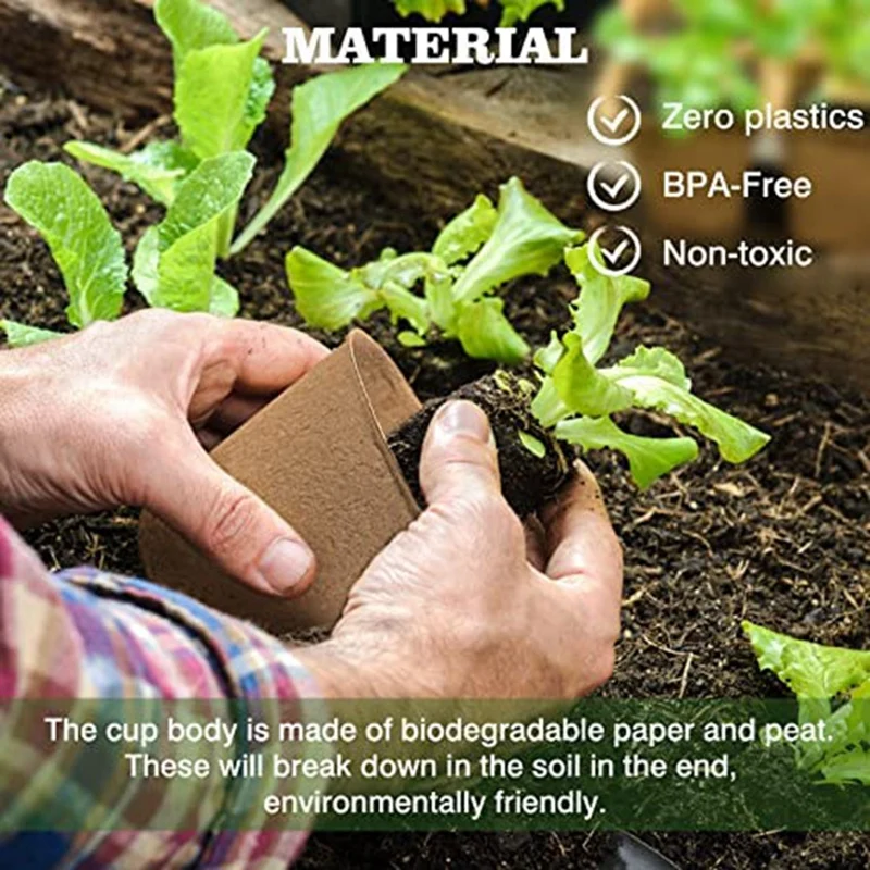 50 штук 8-сантиметровых персиковых горшков для развития семян биоразлагаемых и
