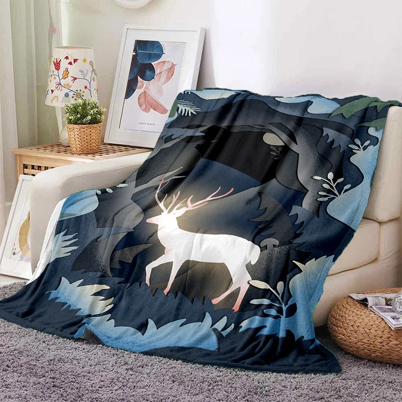 

Forest deer Blanket custom blanket super soft fluffy Sofa Bed Yoga blanket tin blanket for beds picnic blankets Fleece Blanket