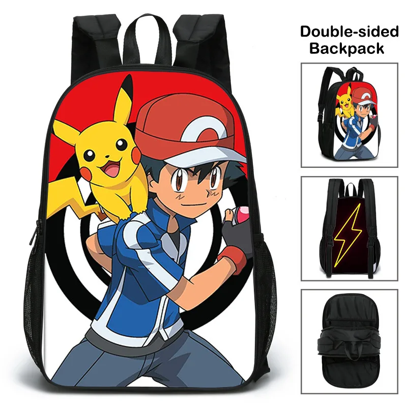 

Pokemon Elf Pikachu Double-Sided Schoolbag Backpack New Primary And Secondary School Children Diy Anime Cartoon Backpack