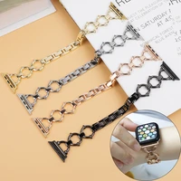 denim chain strap for apple watch band 38mm 42mm 44mm 40mm metal strap stainless steel bracelet for iwatch series 6 5 4 3 2