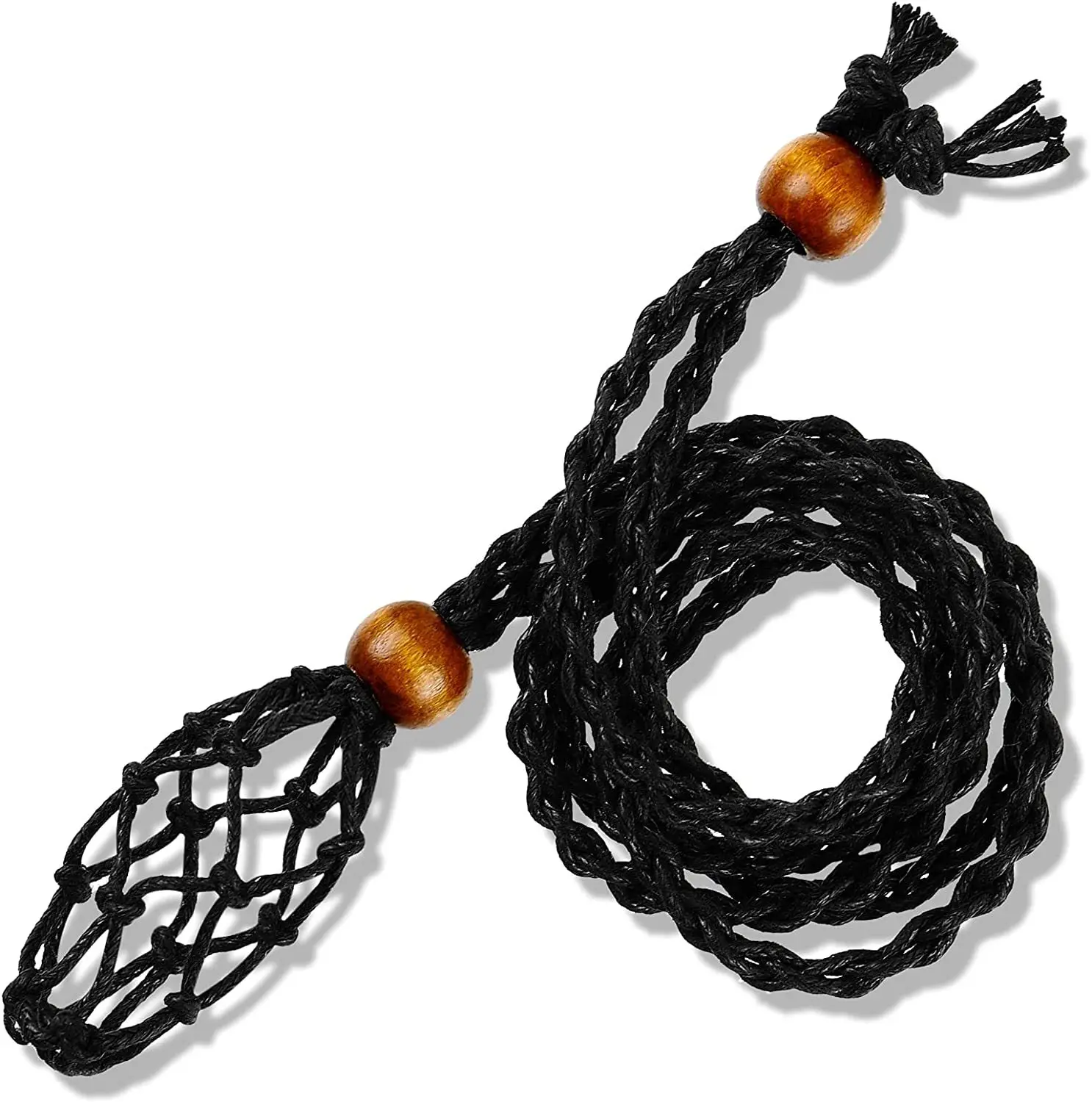 

Necklace Cord Empty Meditation Stone Holder Natural Quartz Crystals Healing Stone Chakra Point Fish Netted Indians Amulets