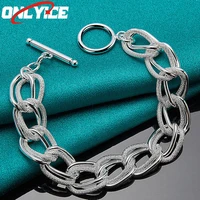 925 sterling silver smooth frosted linked round bracelet womens fashion glamour party wedding engagement jewelry