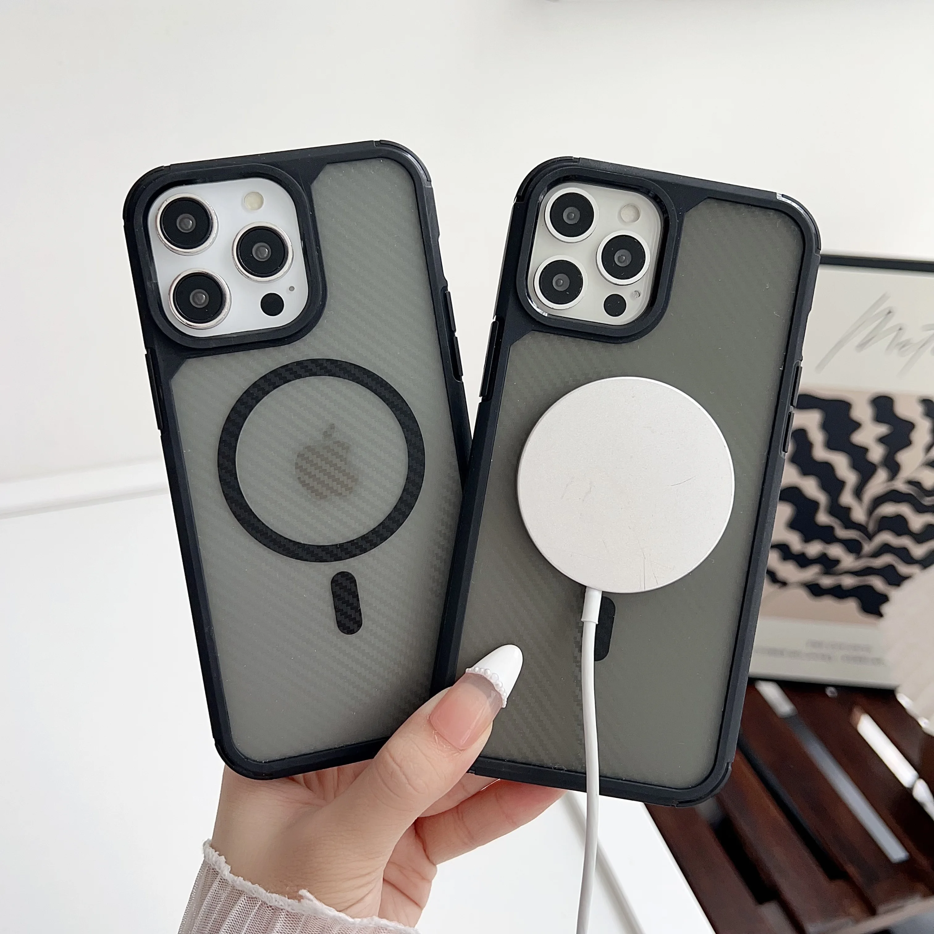Оригинальный защитный Магнитный чехол из углеродного волокна для Magsafe Samsung S24 S23 S22