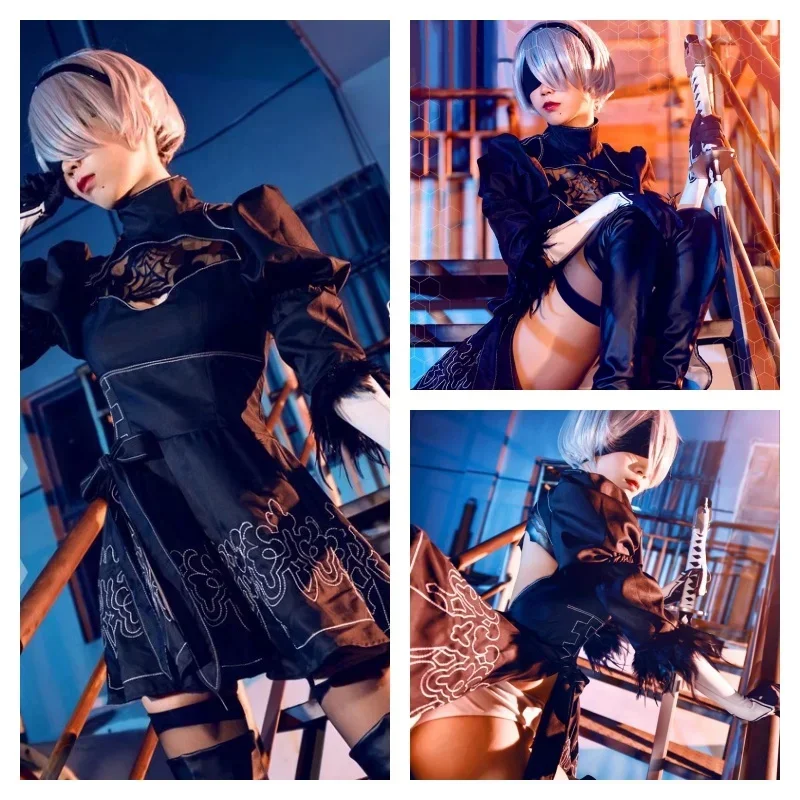 Nier Automata Косплей Костюм Yorha 2B сексуальный наряд игровой костюм женские костюмы для