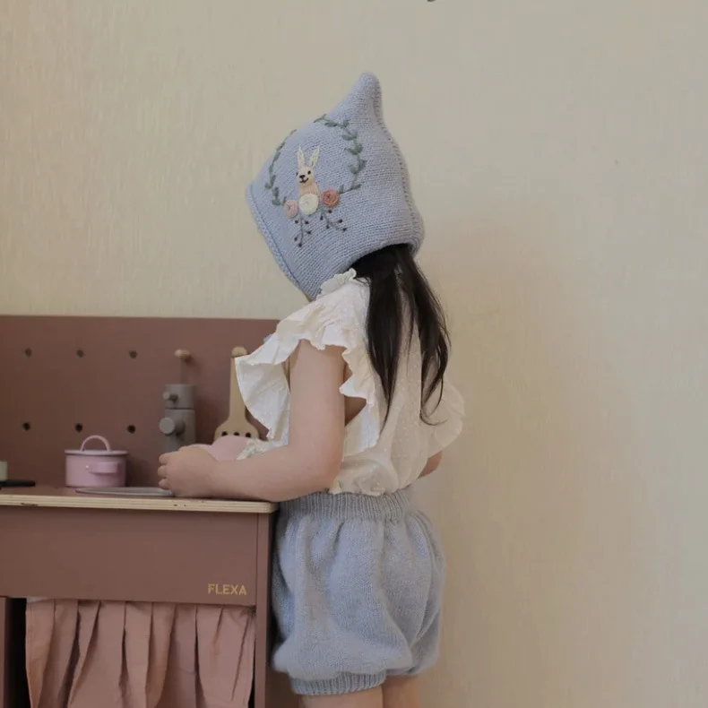 Кардиган для девочек свитер из 100% мериносовой шерсти с вышивкой вручную вязаный