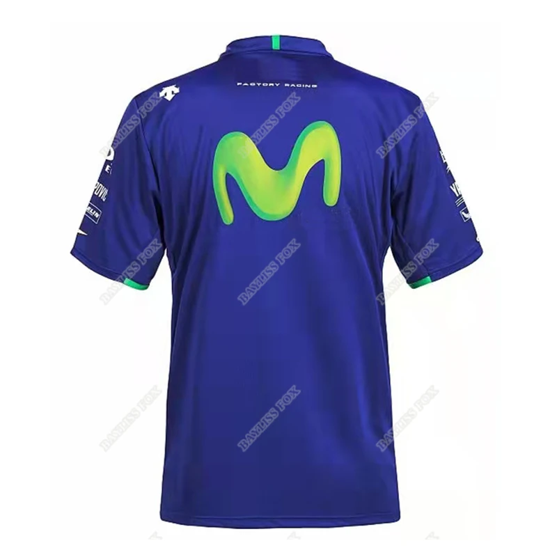 

Рубашка-поло Moto GP 2022 для завода Yamaha гоночной команды мотоциклетная мужская синяя рубашка из полиэстера с лацканами быстросохнущая не выцве...