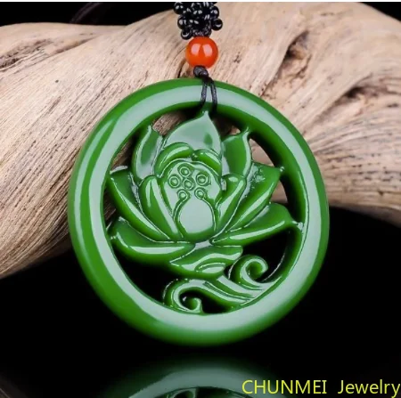 

Fashion White Jade Hollow Flower Pendant Necklace Jewellery Chinese Hand-Carved Relax Healing Women Man Luck Gifts Amulet New