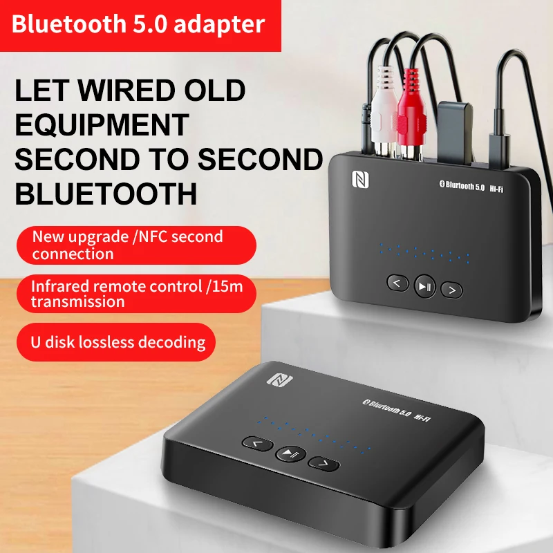 15m Bluetooth 5.0 Receiver U Disk NFC 3.5mm AUX Jack Stereo Music Audio Wireless Adapter & Remote For Car Kit Speaker Amplifier |