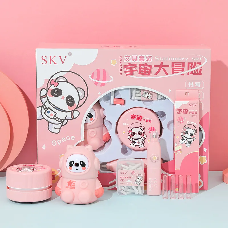 

Electric Stationery Set Elementary School Student 1St Grade Stationery Gift Box Prize Electric Eraser Set Of Six Pieces Children