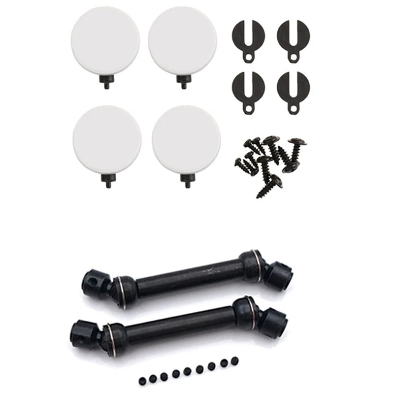 

4Pcs RC Car Round LED Light Cover & 2PCS 86-126Mm Metal Steel Universal Drive Shaft For RC Crawler Car