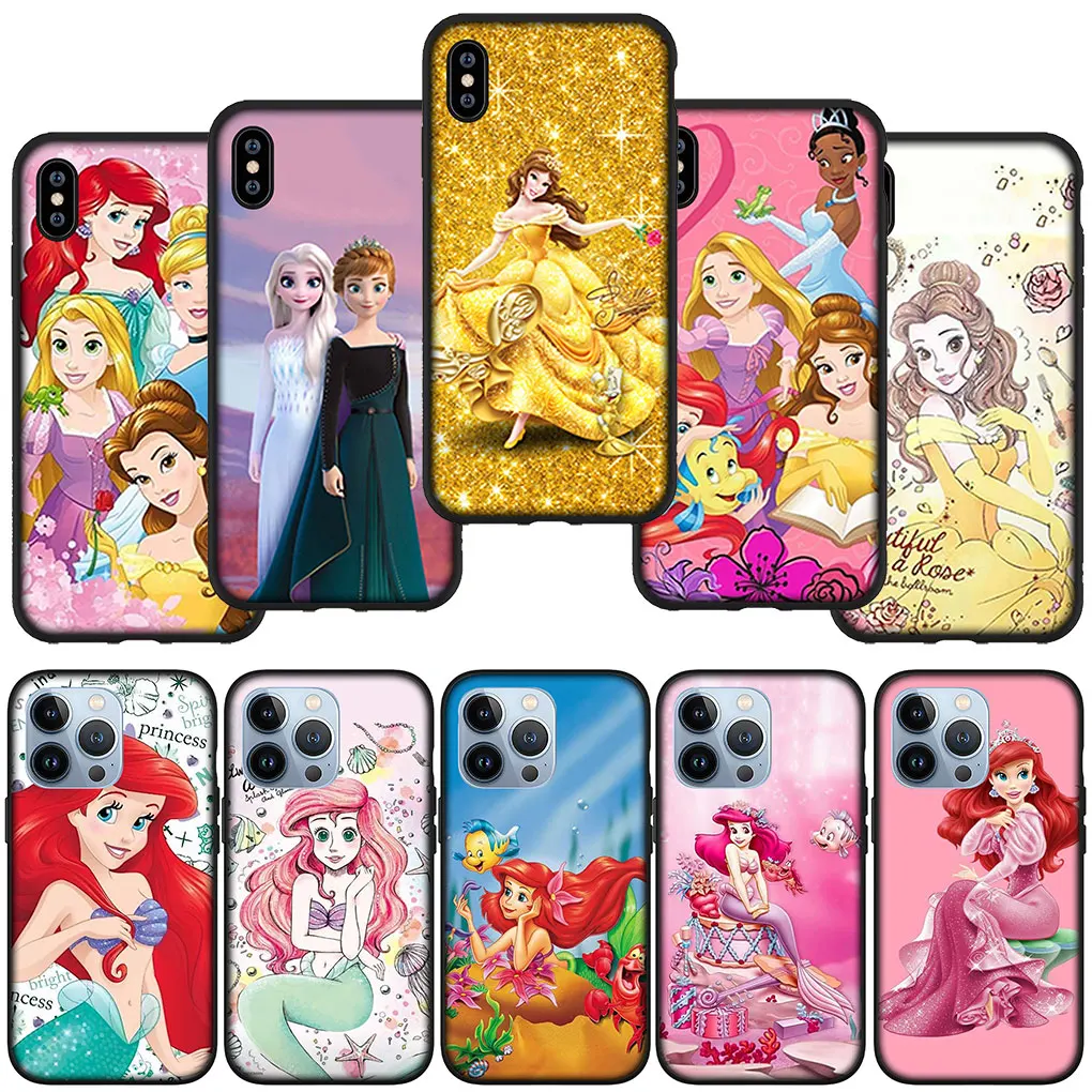 Мягкий чехол D-Disneys Princess для iPhone 16 15 14 13 12 Mini Pro XS Max X XR 7 8 Plus + 15+ телефона