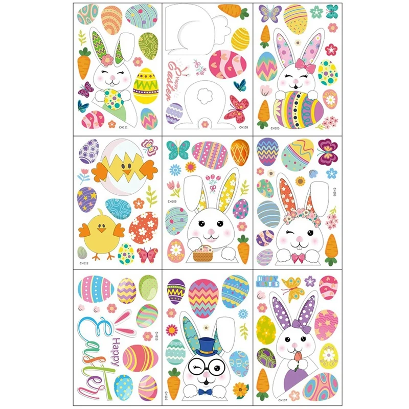 

Happy Easter Window Stickers Bunny Colorful Easter Rabbit Eggs Chick Easter Wall Stickers Easter Decorations Home Decals