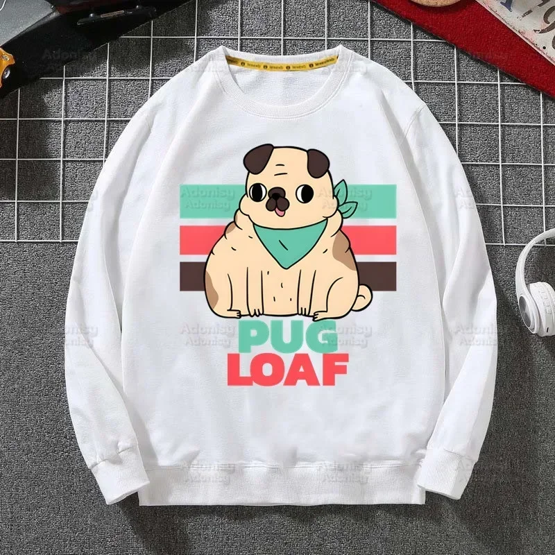 Мопс собака животные Pet мультфильм толстовки мужские женские модные белые