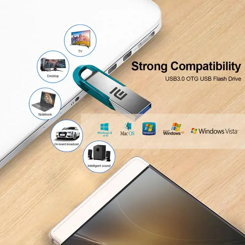 XIAOMI Металлический USB-накопитель емкостью 2 ТБ USB 3.0 Высокоскоростная передача