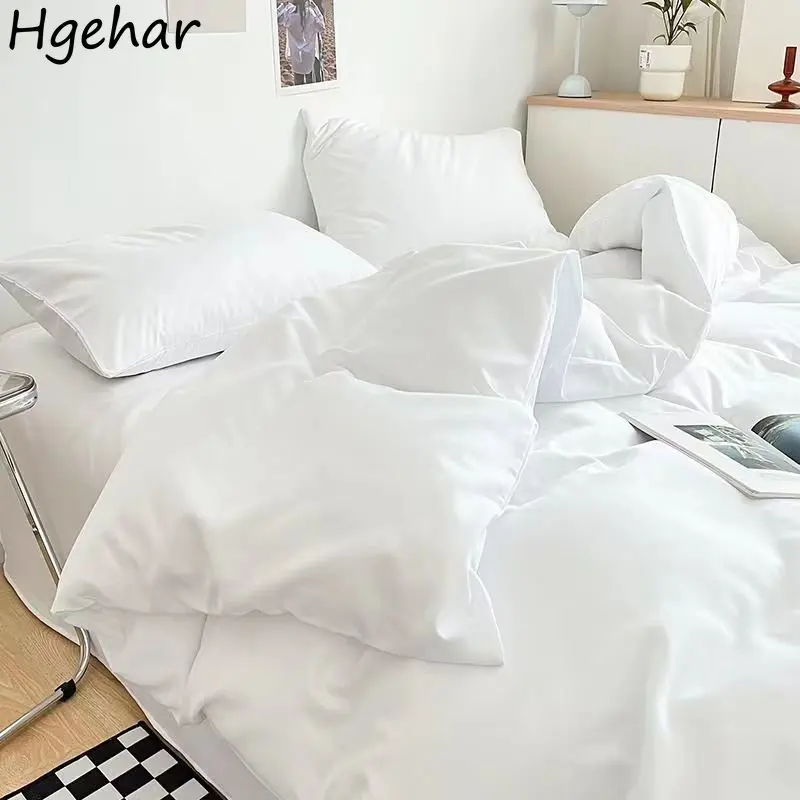 

New Hotel White Duvet Cover Queen King Size Quilt Covers Four Seasons Simple Bedding Soft Skin-friendly Bedclothes Double Single