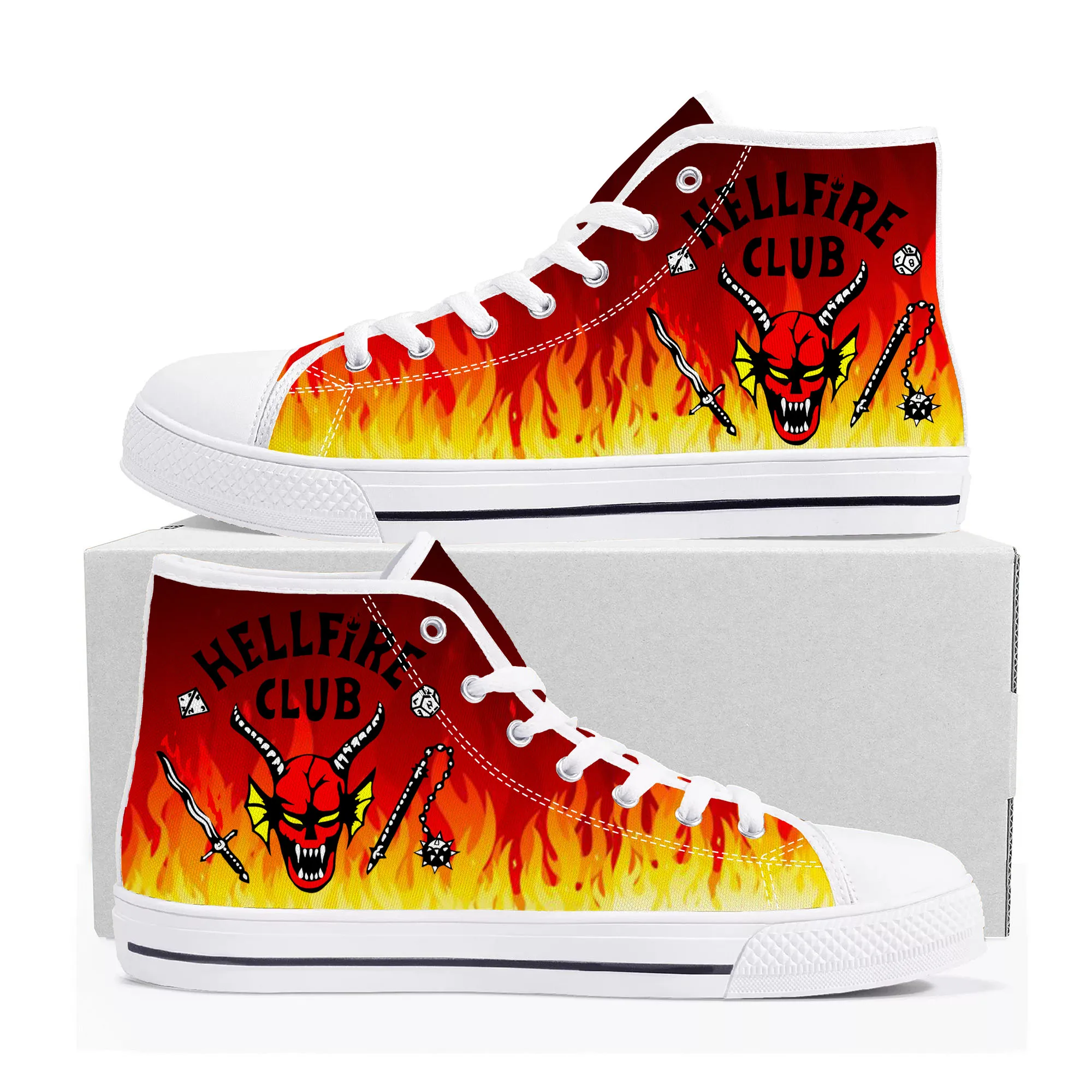 

Movie Stranger Things Eddie Munson High Top Sneakers Hellfire Club Mens Womens Teenager Canvas Sneaker Couple Shoes Custom Shoe