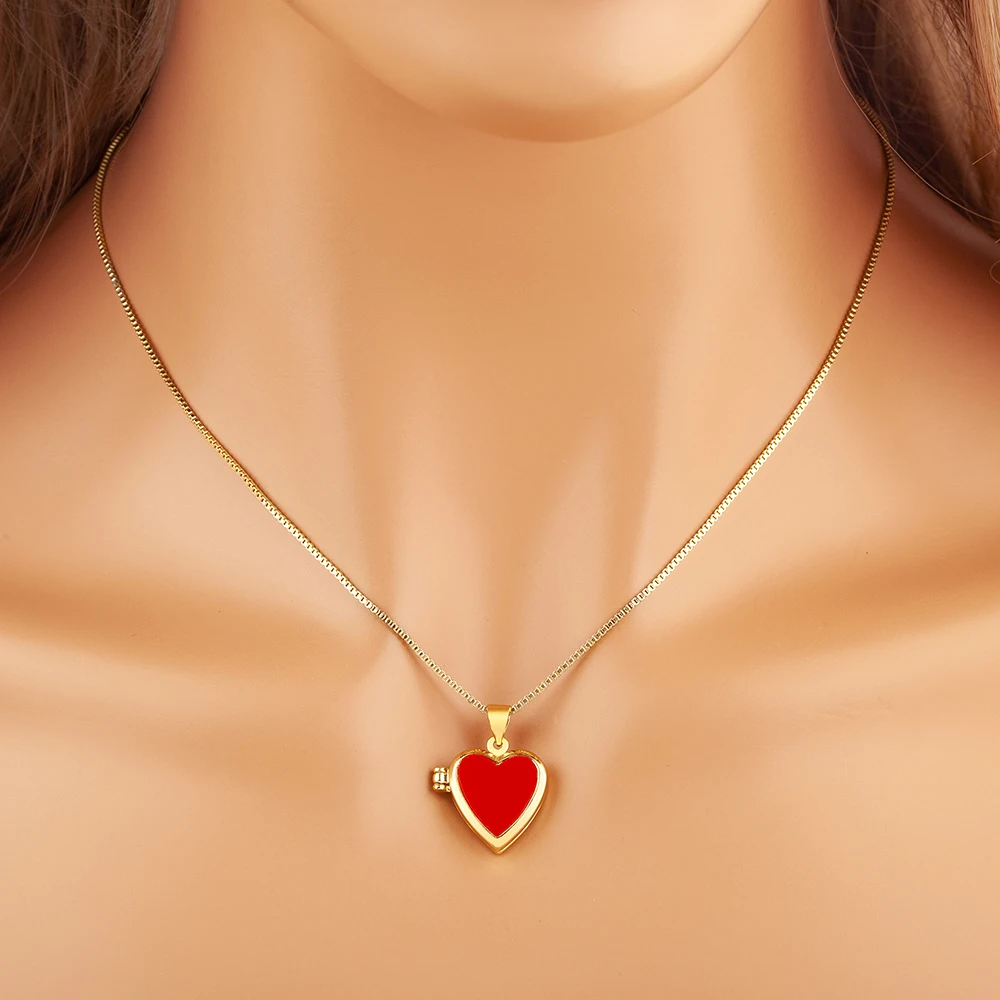 AIBEF креативный флип-дизайн в форме сердца кулон открывающееся ожерелье с