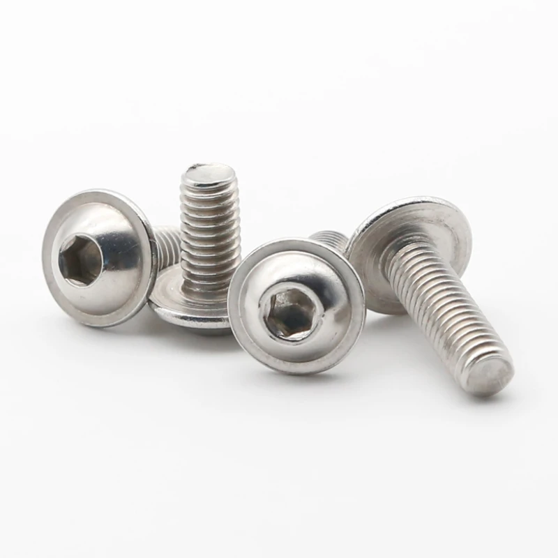 

10-20pcs ISO7380.2 M3 M4 M5 M6 304 Stainless Steel Half Round Button Flange Head With Washer Inner Hex Socket Allen Screws Bolt