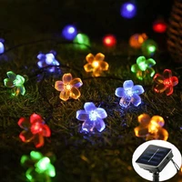 5m 7m 12m cherry blossom flowers solar lighting for the garden string lights outdoor garland light party wedding decoration led
