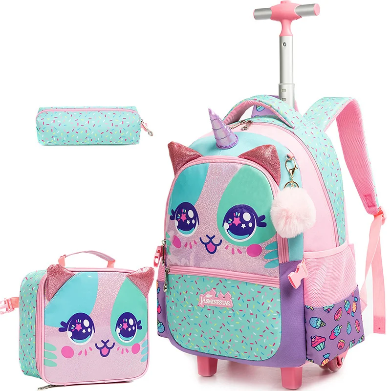 

New Unicorn Rolling Backpack for Girls Kids Backpack with Wheels Roller Backpack with Wheels Set for Students Carry on Luggage