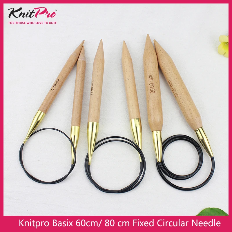 Фото Фиксированная круглая игла Knitpro Basix, береза, 80 см №3