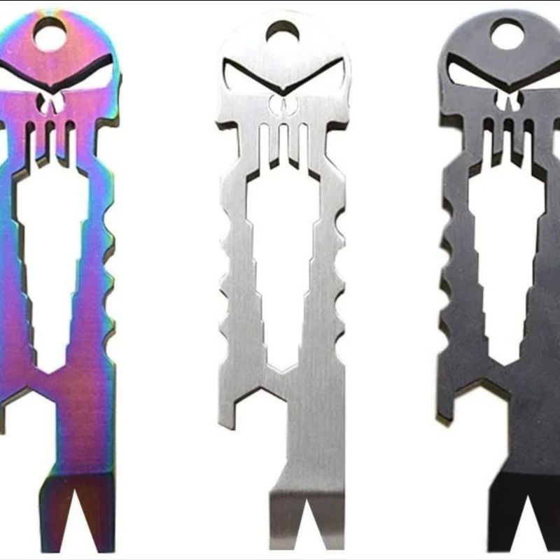 

Stainless Steel Tactical EDC Portable Pocket Multi-tool Skull Crowbar Keychain Mini Bottle Opener Spanner Multifunctional Tool