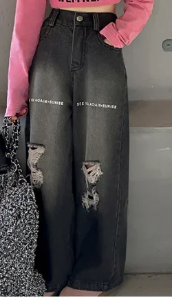 Весенний комплект для девочек, новинка 2024, уличный Модный комплект в западном стиле, корейские прорывные джинсы, комплект из двух предметов