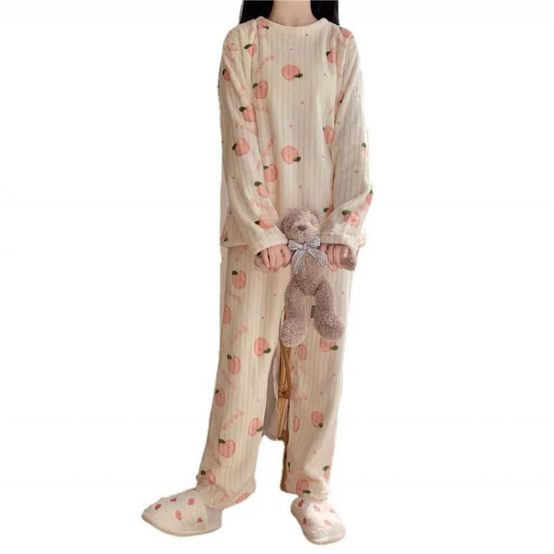 Осень и зима новая фланелевая коралловая флисовая милая модная длинная домашняя