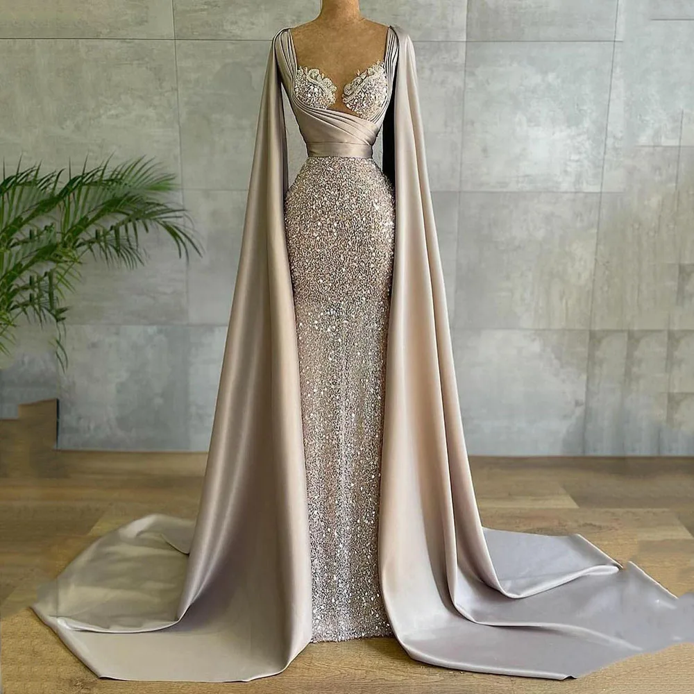 

2022 Glitter Sequined Evening Dresses with Lace Sweetheart Prom Party Formal Women Gowns robe de soirée de mariage
