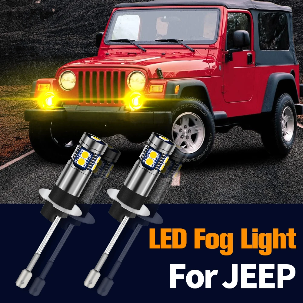 

2pcs LED Fog Light Lamp Blub Canbus Error Free H3 For JEEP Cherokee XJ Grand Cherokee 2 Wrangler TJ 1996-2007