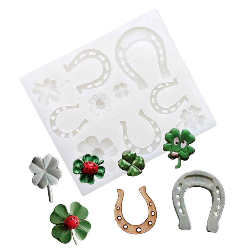 

Horseshoe Four Leaf Clove Silicone Cake Mold Sugarcraft Cupcake Baking Mold Fondant Decorating Tools