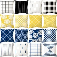 black white plaid pillow covers geometric striped decorative throw pillows sofa cushion cover 45x45cm floral pattern pillowcase