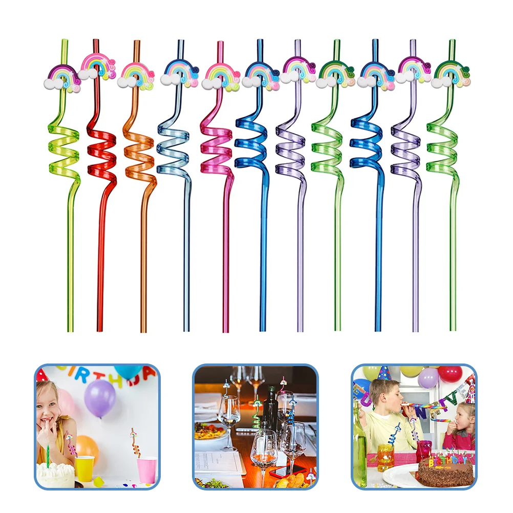 

20Pcs Kids Straws Beverage Straws Party Festival Drinking Straws Rainbow Party Straws