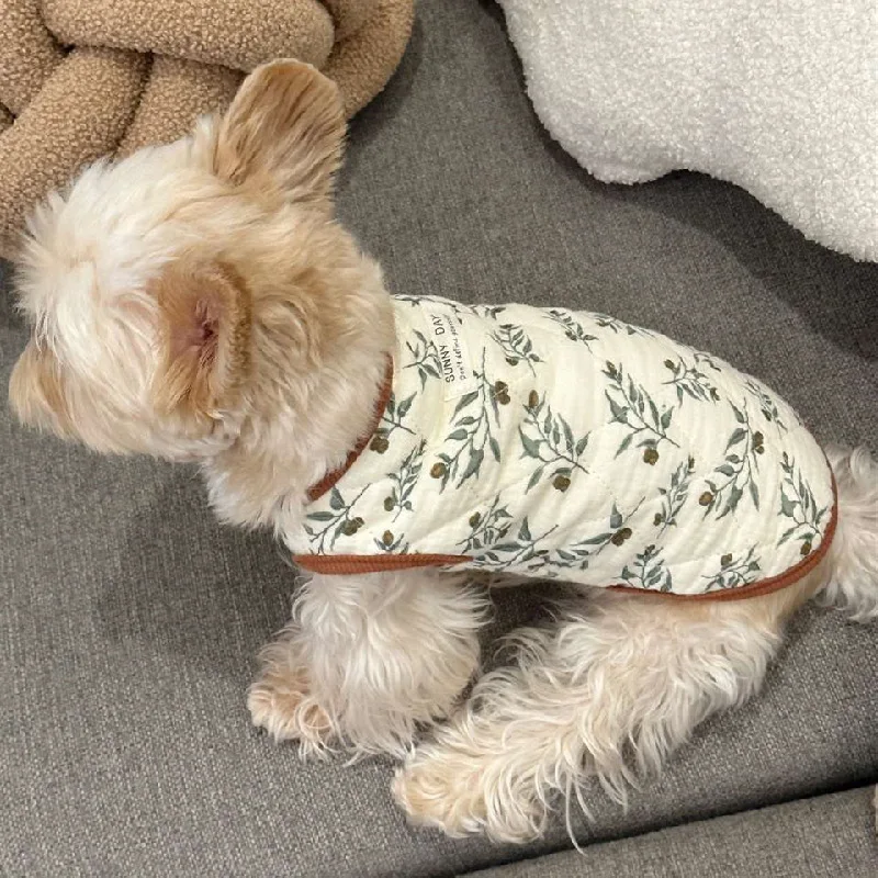 Хлопковый жилет с цветочным рисунком милая одежда для щенков осенне-зимняя парка