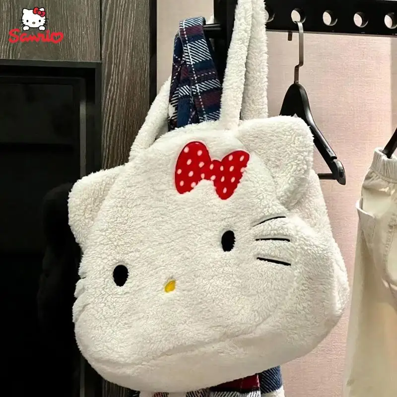 

Милая плюшевая сумка Hello Kitty, аниме Sanrio, сумка для девушек, портативная большая сумка-тоут, милая кошка, Студенческая сумка через плечо, сумка-мессенджер, подарок