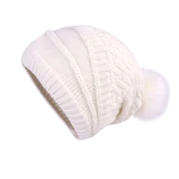 hat pompom women winter autumn slouchy warm acrylic knitted cap skiing accessory for outdoor girl teens