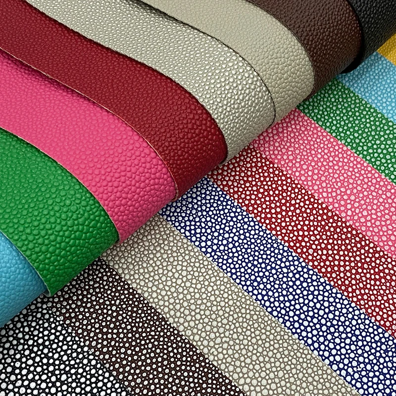 Small Stone Embossed PU Vinyl Faux Leather Fabric Solid/Multicolored Cotton Backing for Making DIY Accessories/Hair Bow