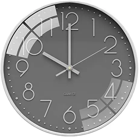 

30 cm Reloj de Pared Silencioso Relojes Salon de Pared Moderno Grandes Reloj de Cuarzo Redondo -Ticking Reloj de Cocina Oficina